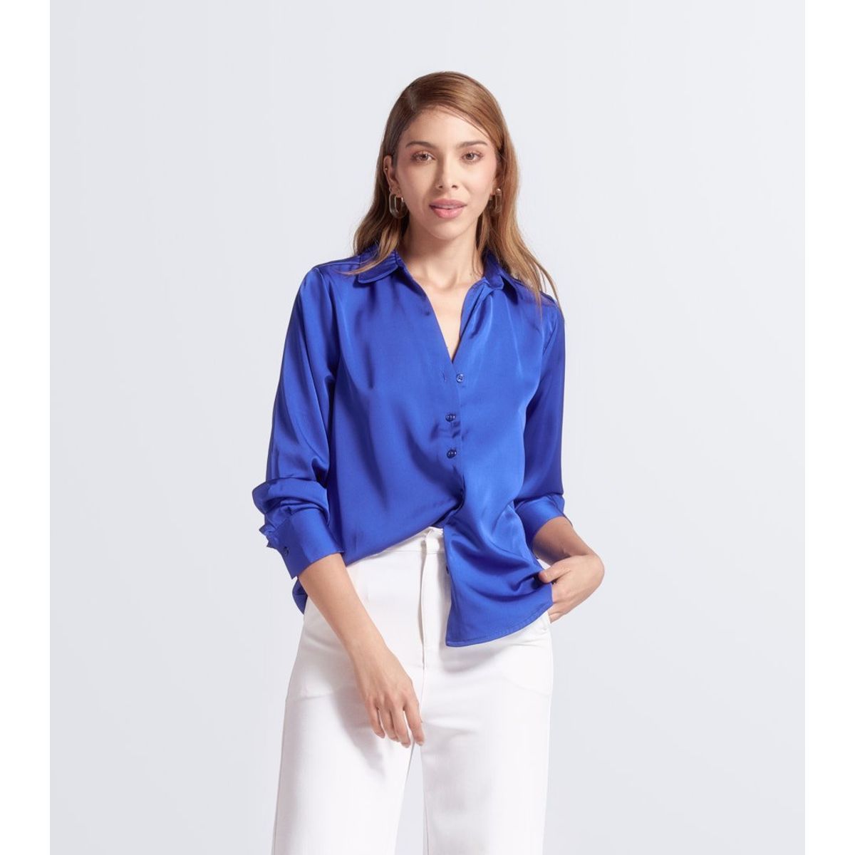 DEREK - Camisa Para Mujer Manga Larga En Satín Derek