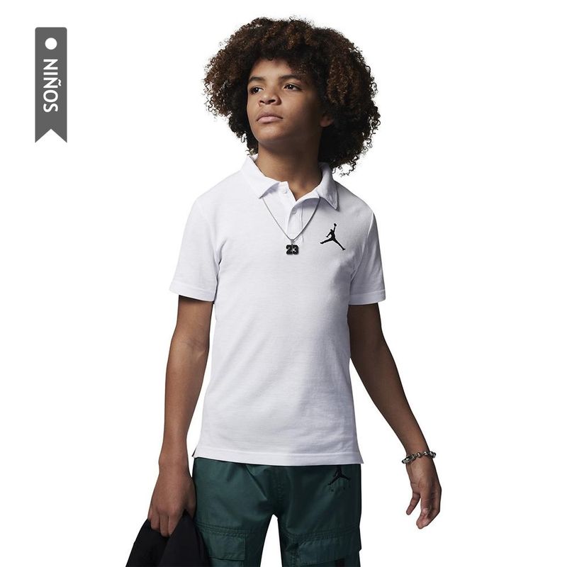 NIKE - Camiseta Polo Nike Jdb Jumpman Polo Niño-Blanco