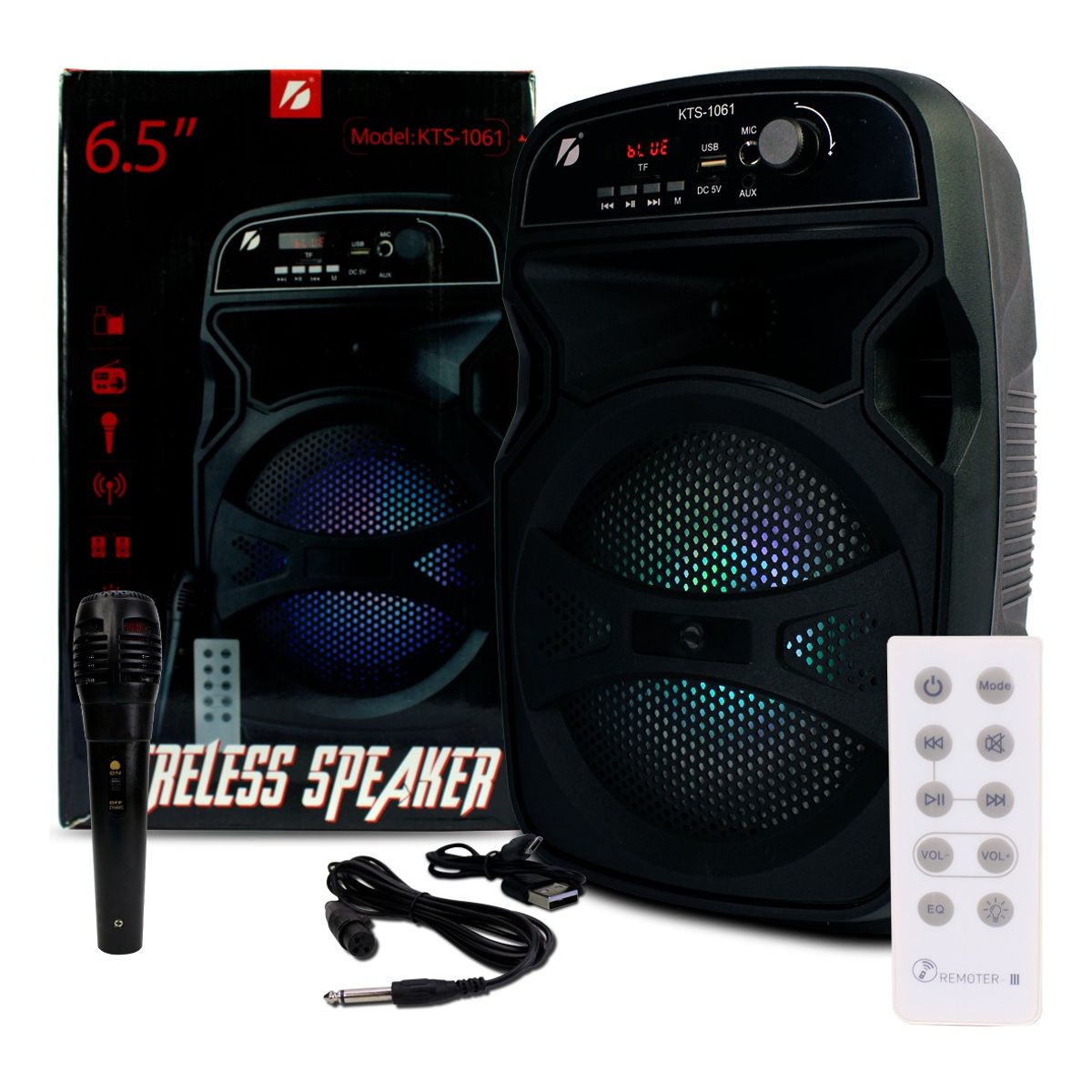 GENERICO - Parlante Inalambrico 1200mah Bluetooth Rgb Mirofono Control