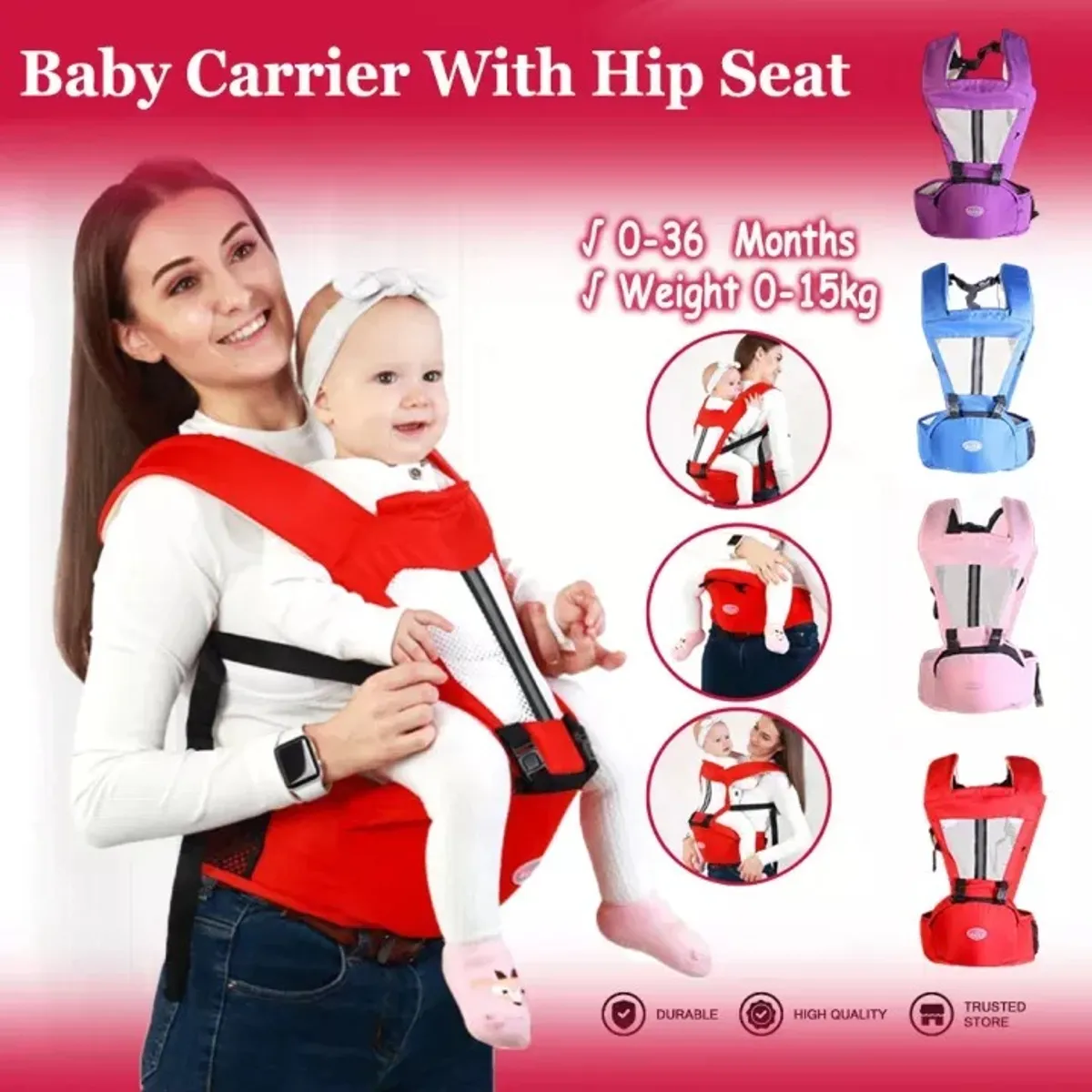 GENERICO - Mochila Porta Bebes Ergonómica Asiento Multifuncional 6 En 1