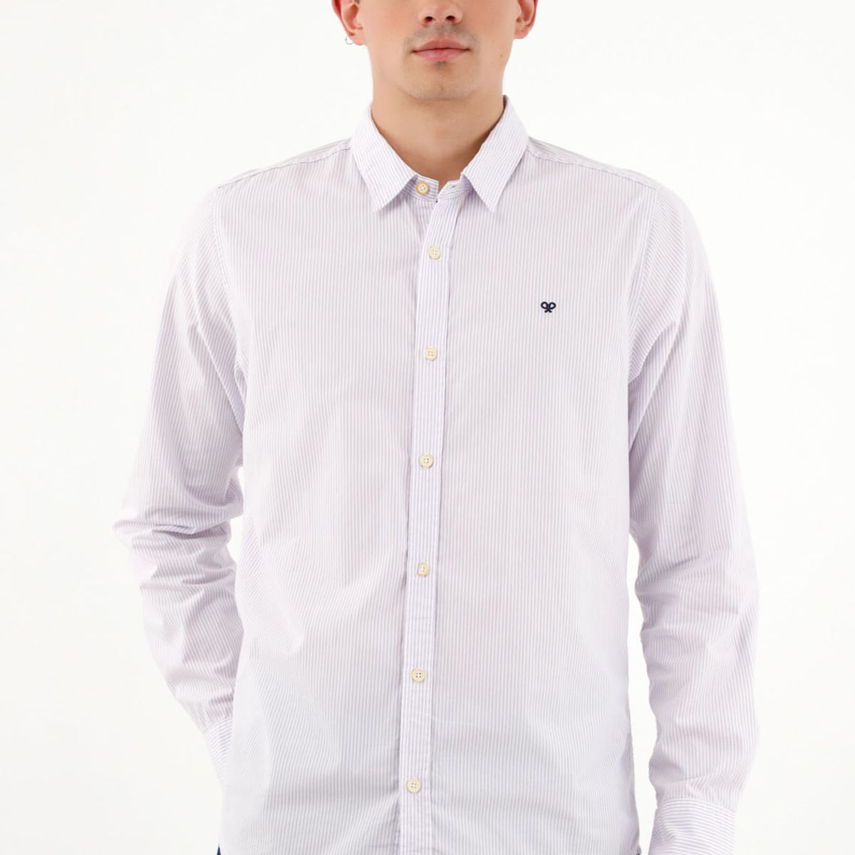 TENNIS - Camisa morada con diseño a rayas para hombre