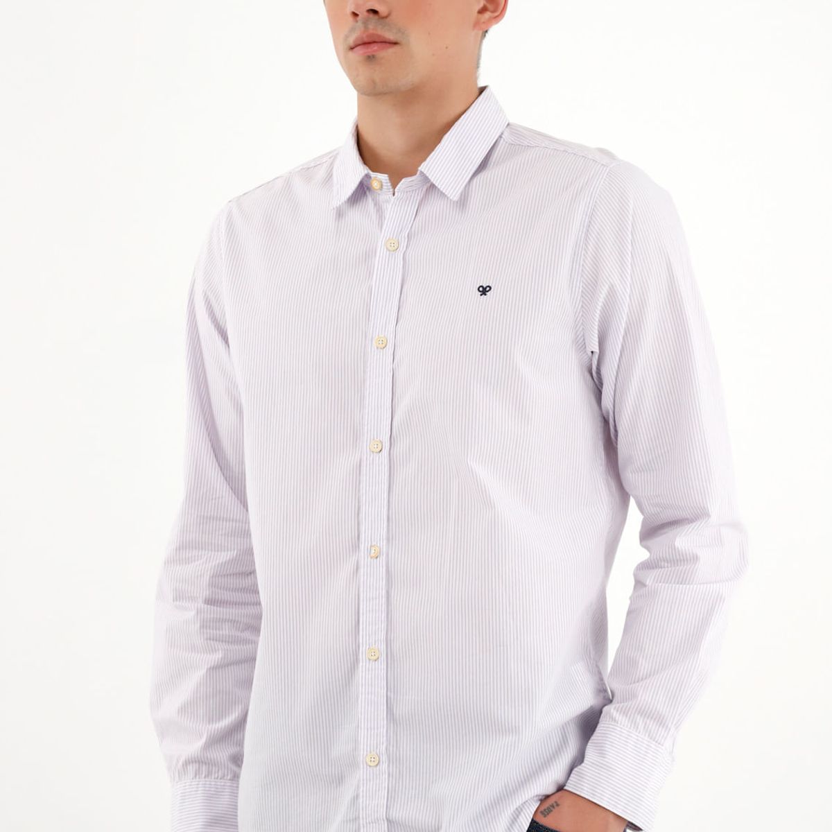 TENNIS - Camisa morada con diseño a rayas para hombre