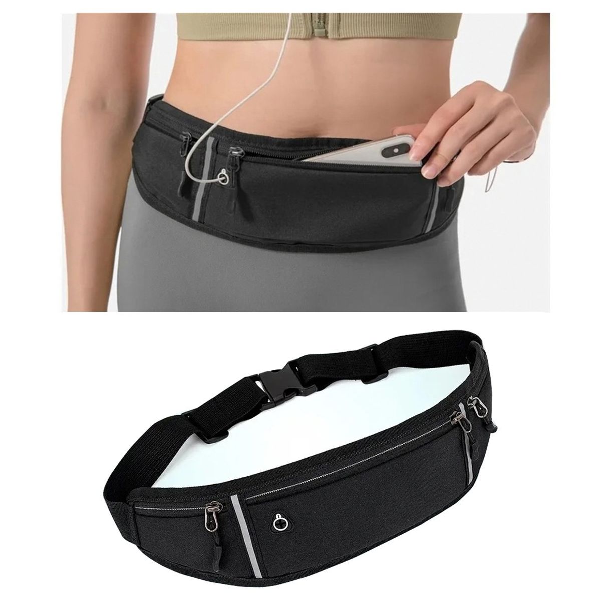 GENERICO - Canguro Impermeable Bolso Deportivo Multifuncional - Correr - Negro