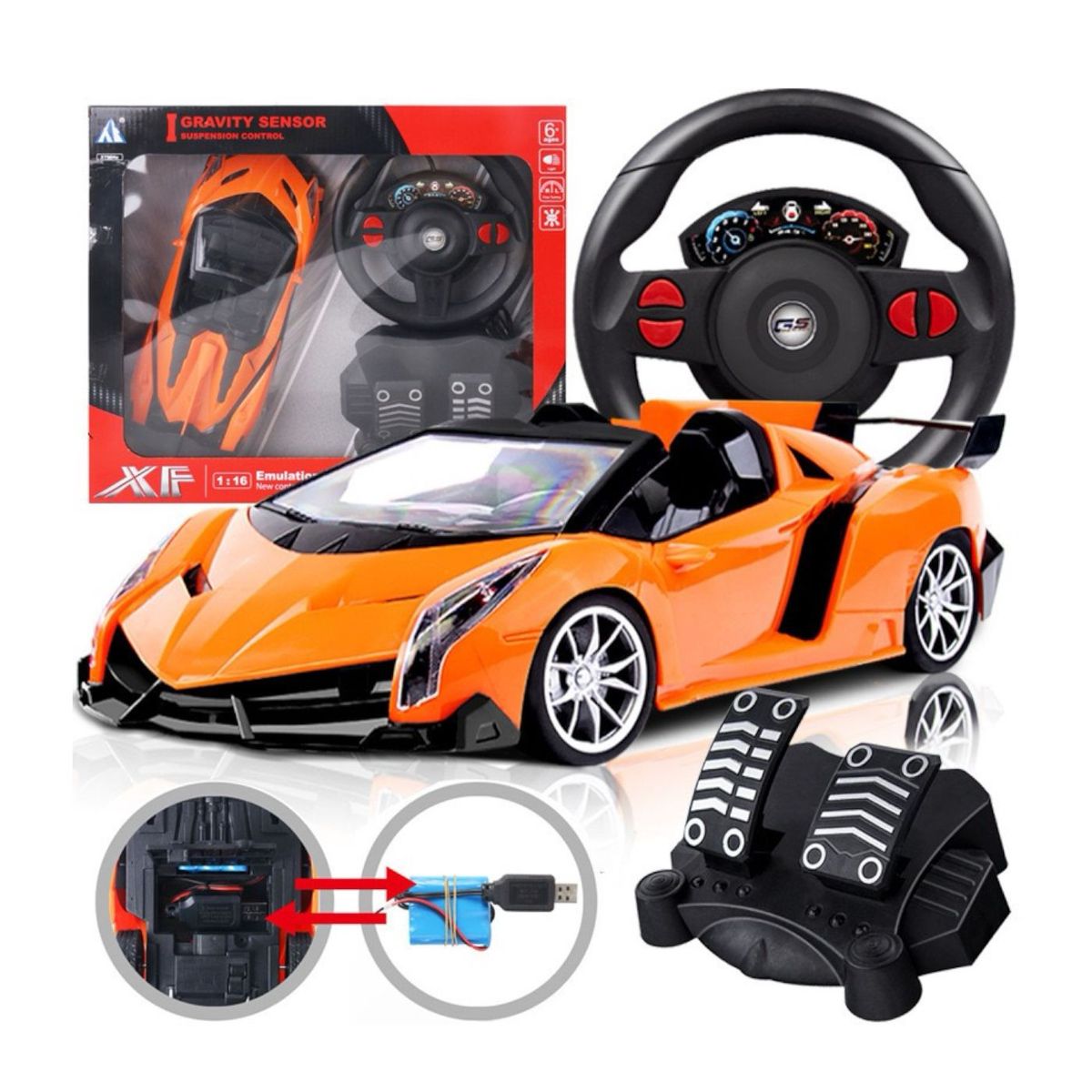 LAMBORGHINI - Carro control remoto coleccion baterias recarcables 2.7 ghz-