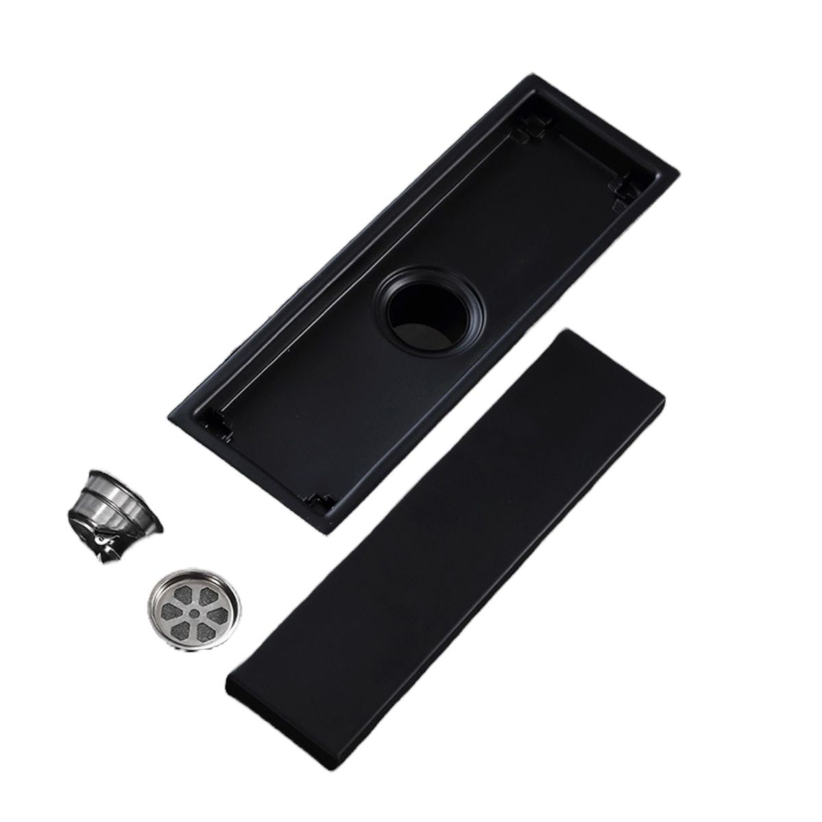 MULTIPLACE COLOMBIA - Rejilla Sifón Piso Invisible 40cm X 10cm Acero 304 Negra Mate