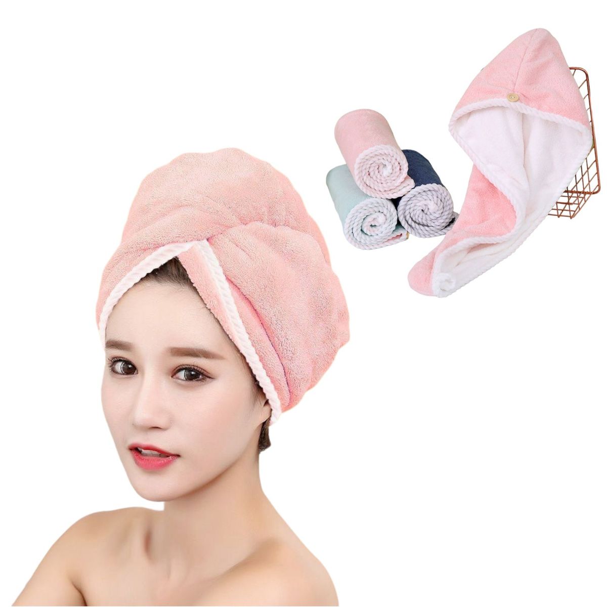 MULTIPLACE COLOMBIA - Toalla Turbante Secado Rápido Cabello Suave Microfibra Fina-