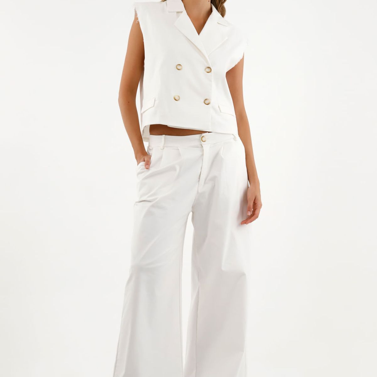 TENNIS - Chaleco blanco tipo sastre para mujer