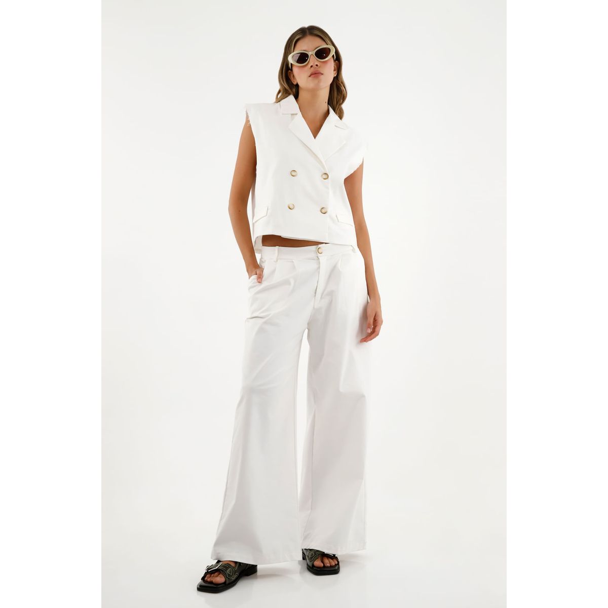 TENNIS - Chaleco blanco tipo sastre para mujer