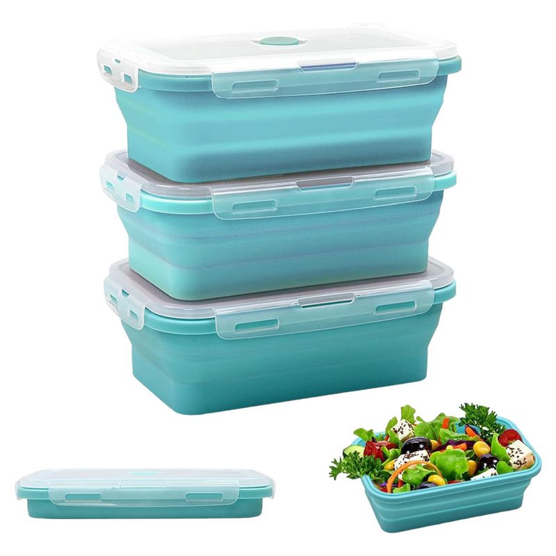 HOME - Porta comidas En Silicona Plegable KIT x 4 unidades Azul