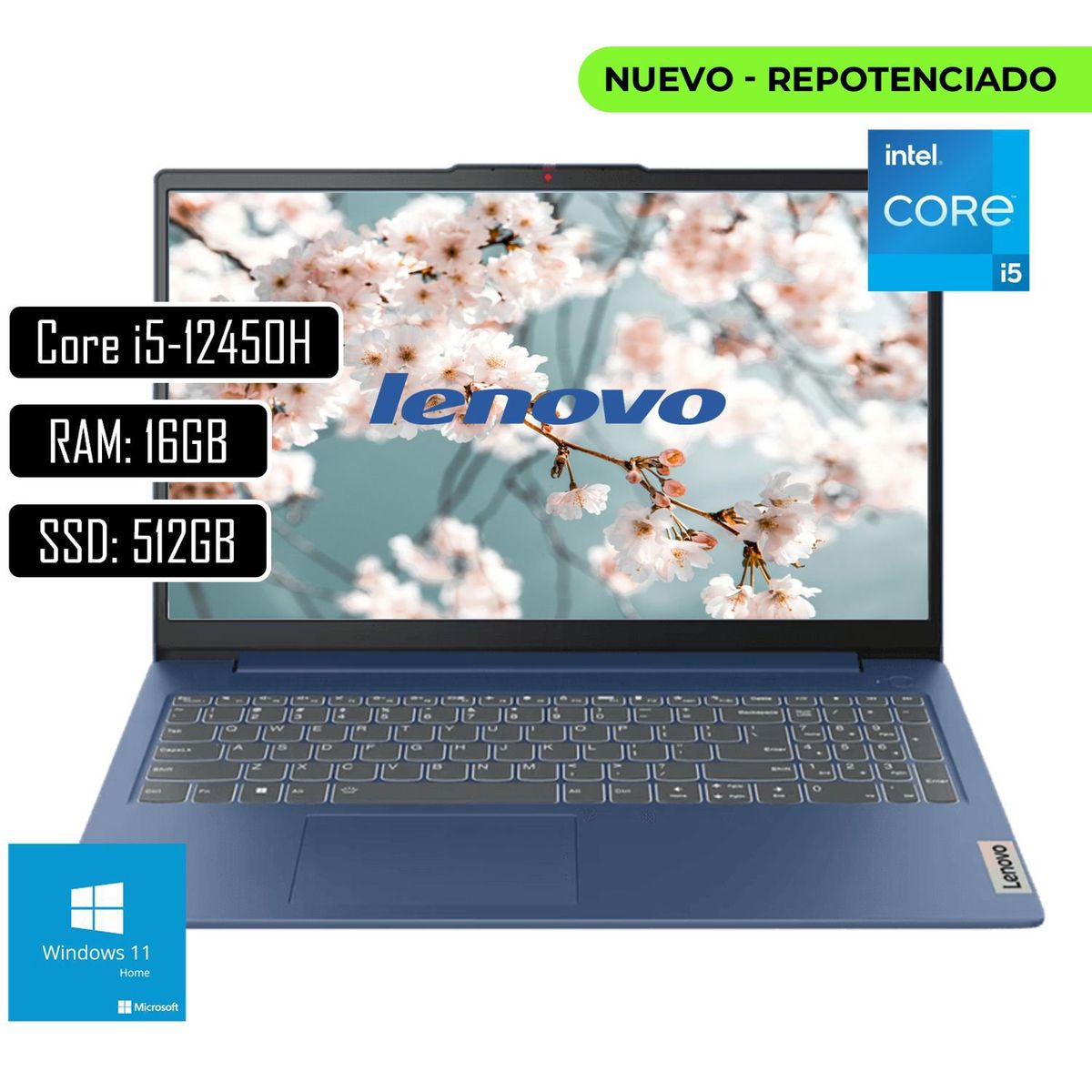 LENOVO - Portatil Lenovo IdeaPad slim 3 Intel Core i5-12450H Ram 16Gb SSD 512Gb Win11 Home 15.6