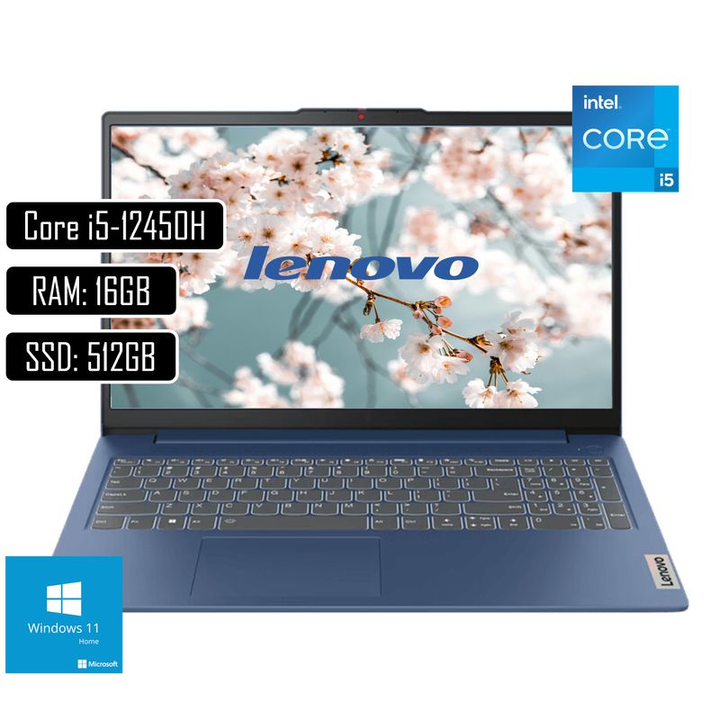 LENOVO - Portatil Lenovo IdeaPad slim 3 Intel Core i5-12450H Ram 16Gb SSD 512Gb Win11 Home 15.6