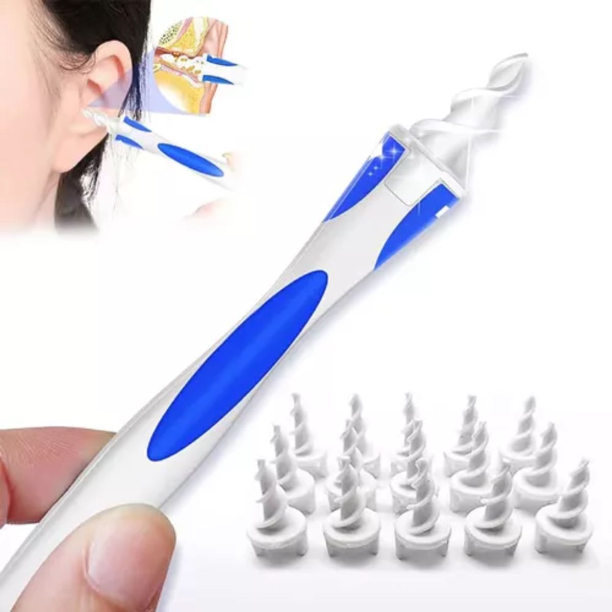 GENERICO - Limpiador De Oídos Kit Limpieza X16 Copitos Espiral Silicona