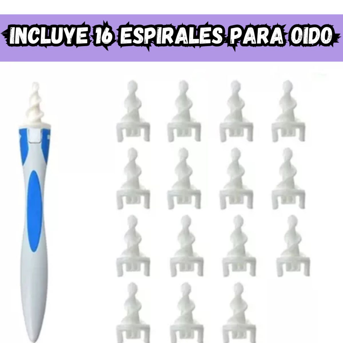 GENERICO - Limpiador De Oídos Kit Limpieza X16 Copitos Espiral Silicona