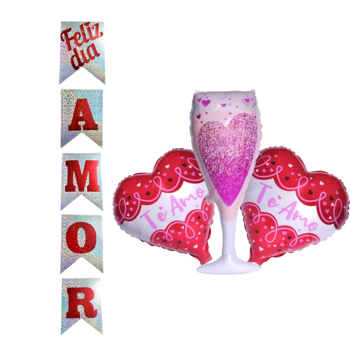 GENERICO - Set Decoración Globos Amor y Amistad San Valentín x 6 pcs