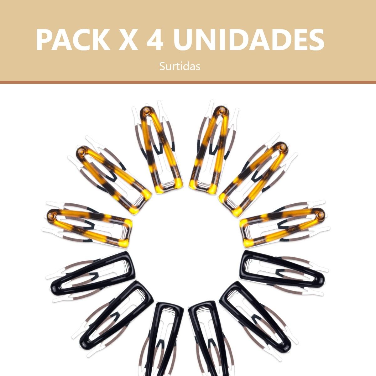 GENERICO - Pinzas X4 Ganchos Hebillas Peineta Horquilla Doble Agarre Clip Cabello