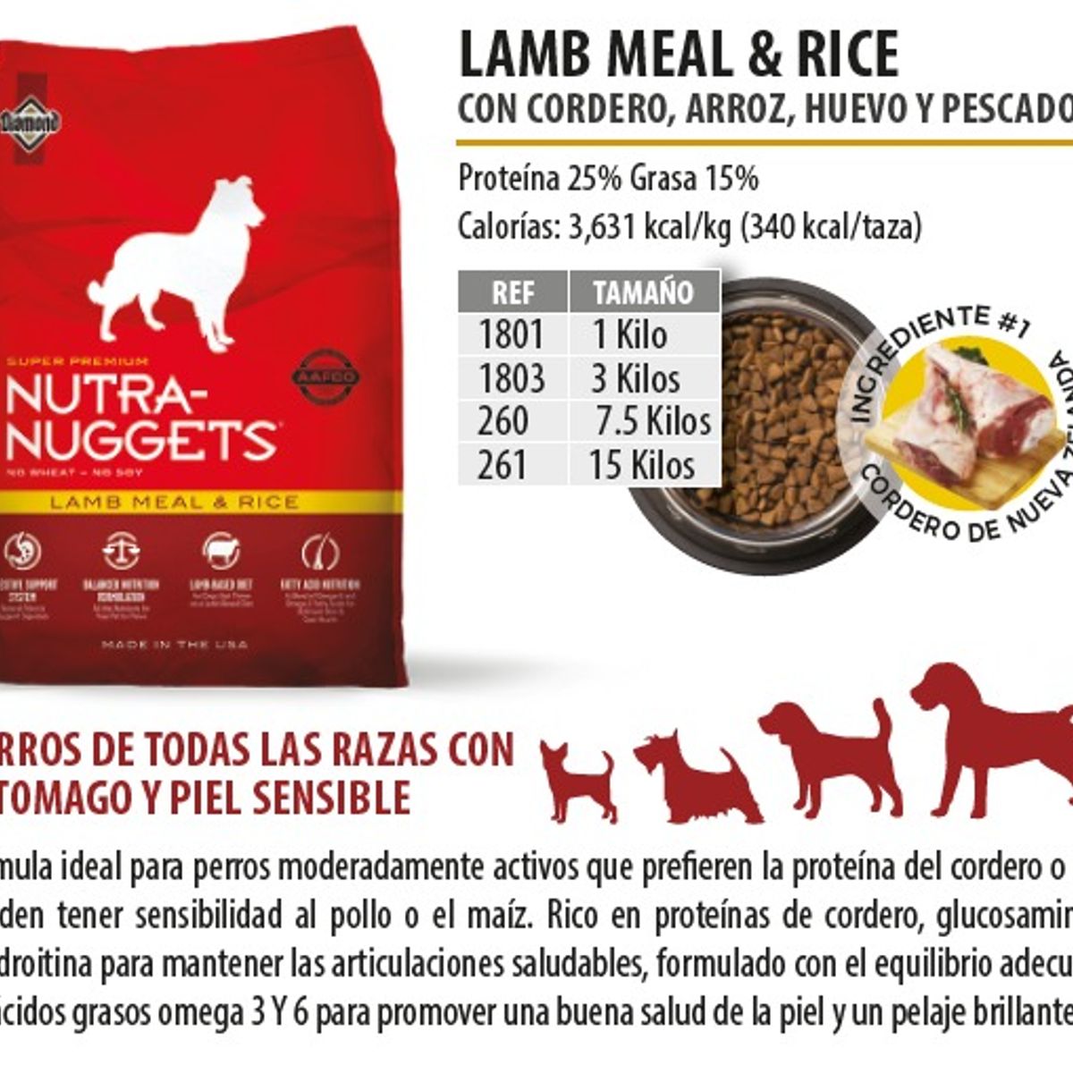 NUTRA NUGGETS - Nutra Nuggets Fórmula Cordero y Arroz 15