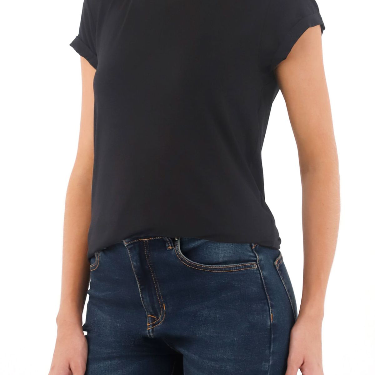 TENNIS - Camiseta cuello redondo negra para mujer