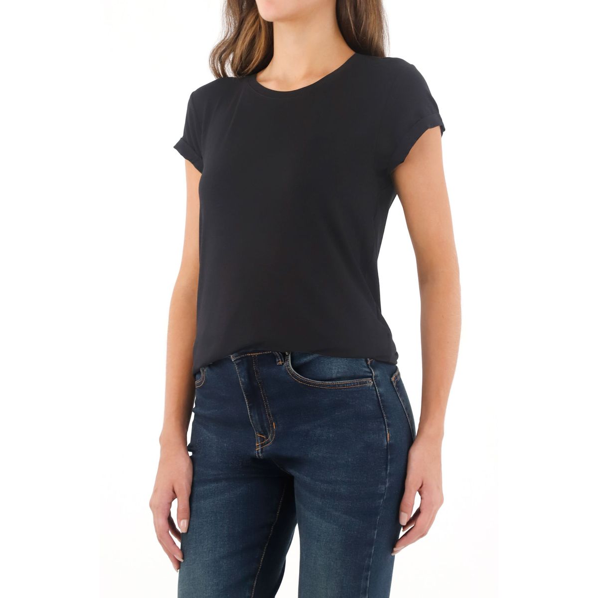 TENNIS - Camiseta cuello redondo negra para mujer