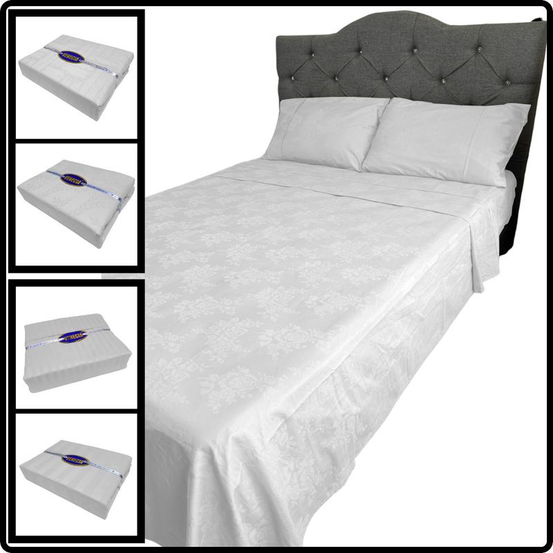 VENECIA - Juego de sabanas - Doble 30cm - 420 hilos Algodón - Blanco