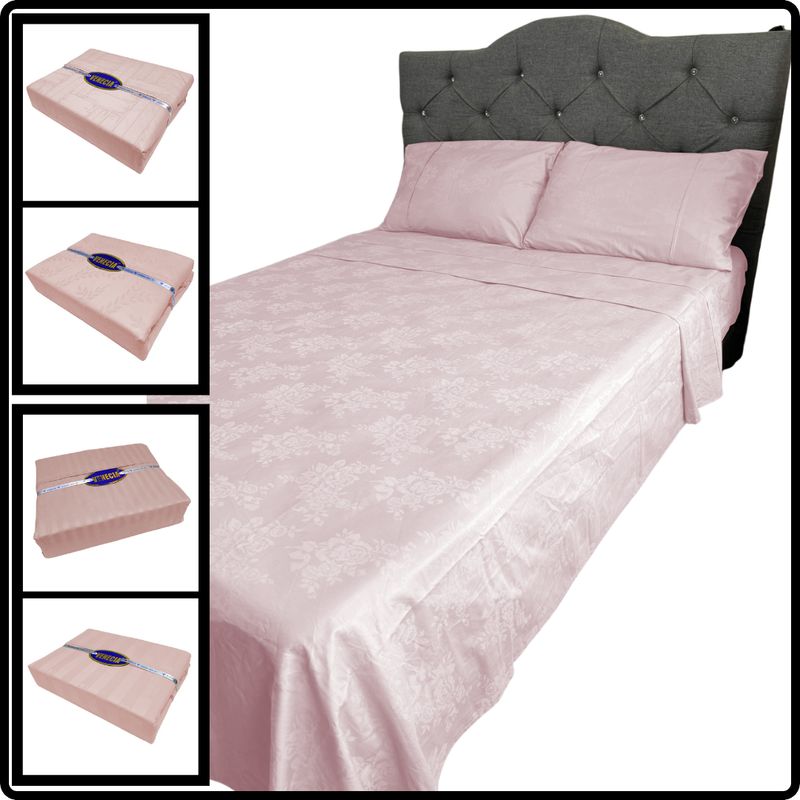 VENECIA - Juego de sabanas - Queen 30cm - 420 hilos Algodón - Rosado
