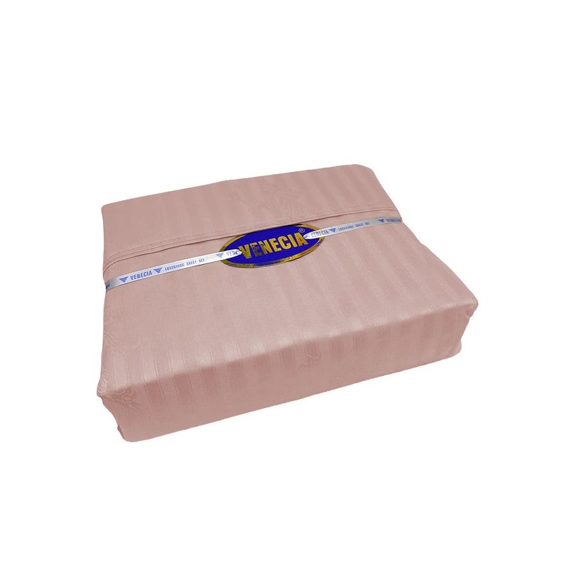 VENECIA - Juego de sabanas - King 30cm - 420 hilos Algodón - Rosado