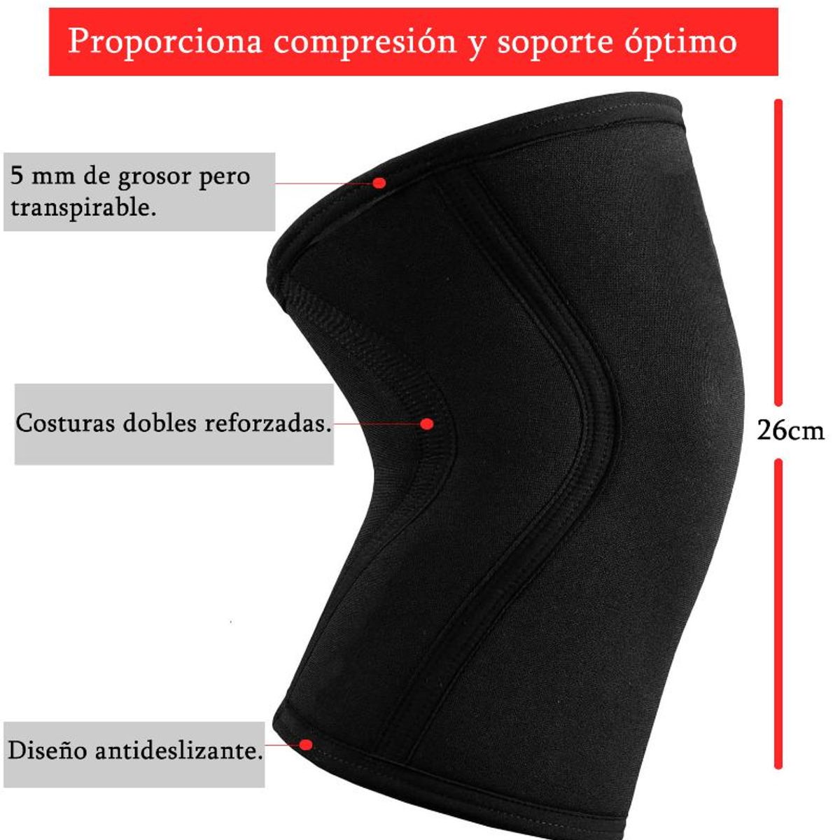 GENERICO - Rodilleras Compresión Soporte Fitness X 2 Gym Neopreno 5mm