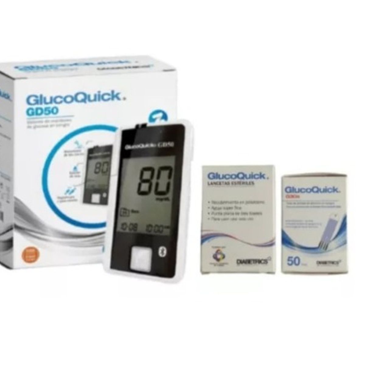 GLUCOQUICK - Combo Glucoquick Gd50 Diamond 50 Tirillas + 50 Lancetas