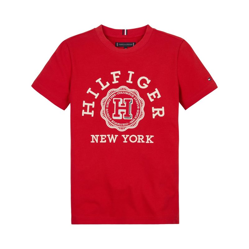 TOMMY HILFIGER - Camiseta Roja con escudo archive de monotipo Para Niño Tommy Hilfiger