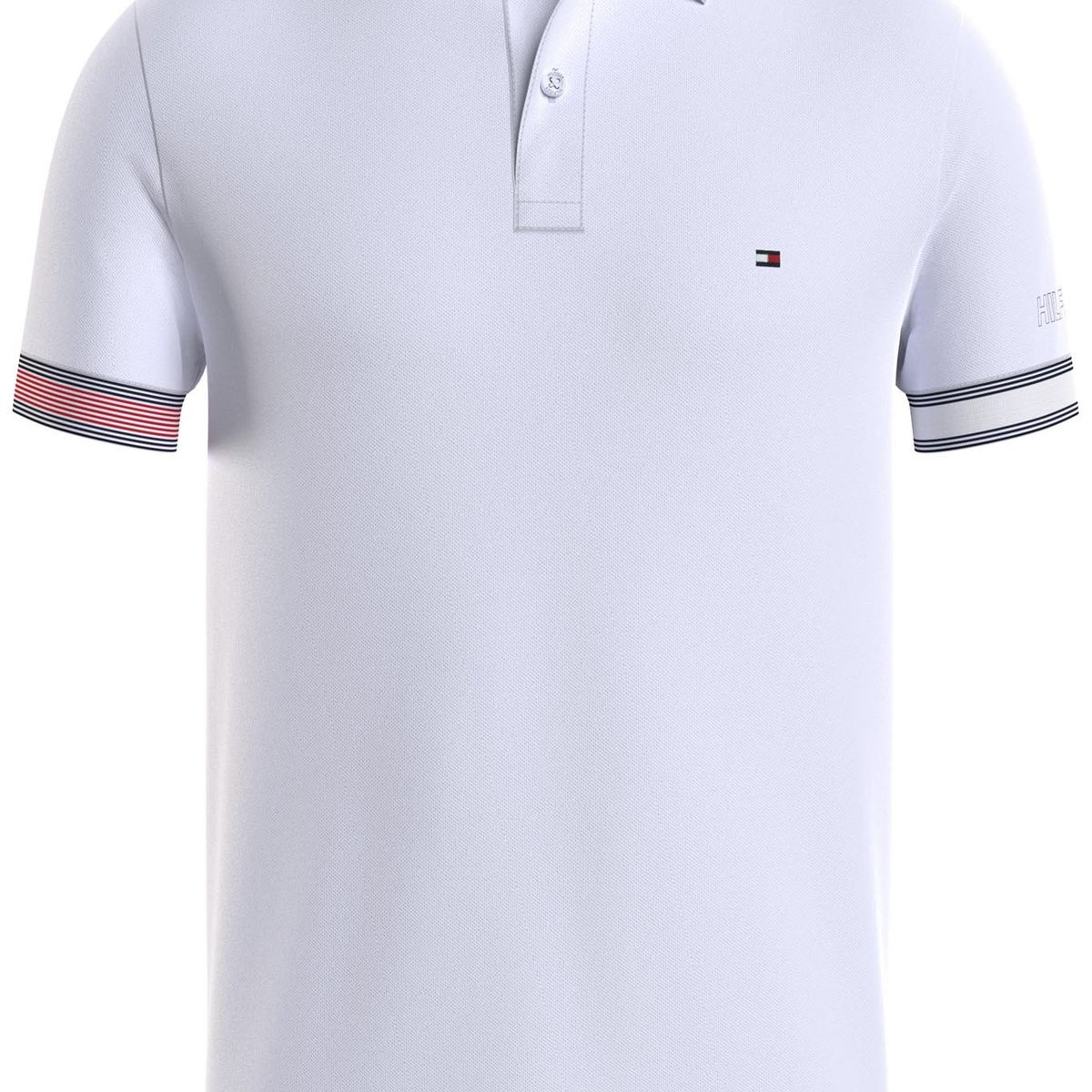 TOMMY HILFIGER - Polo blanco con ribetes a contraste en la manga Tommy Hilfiger