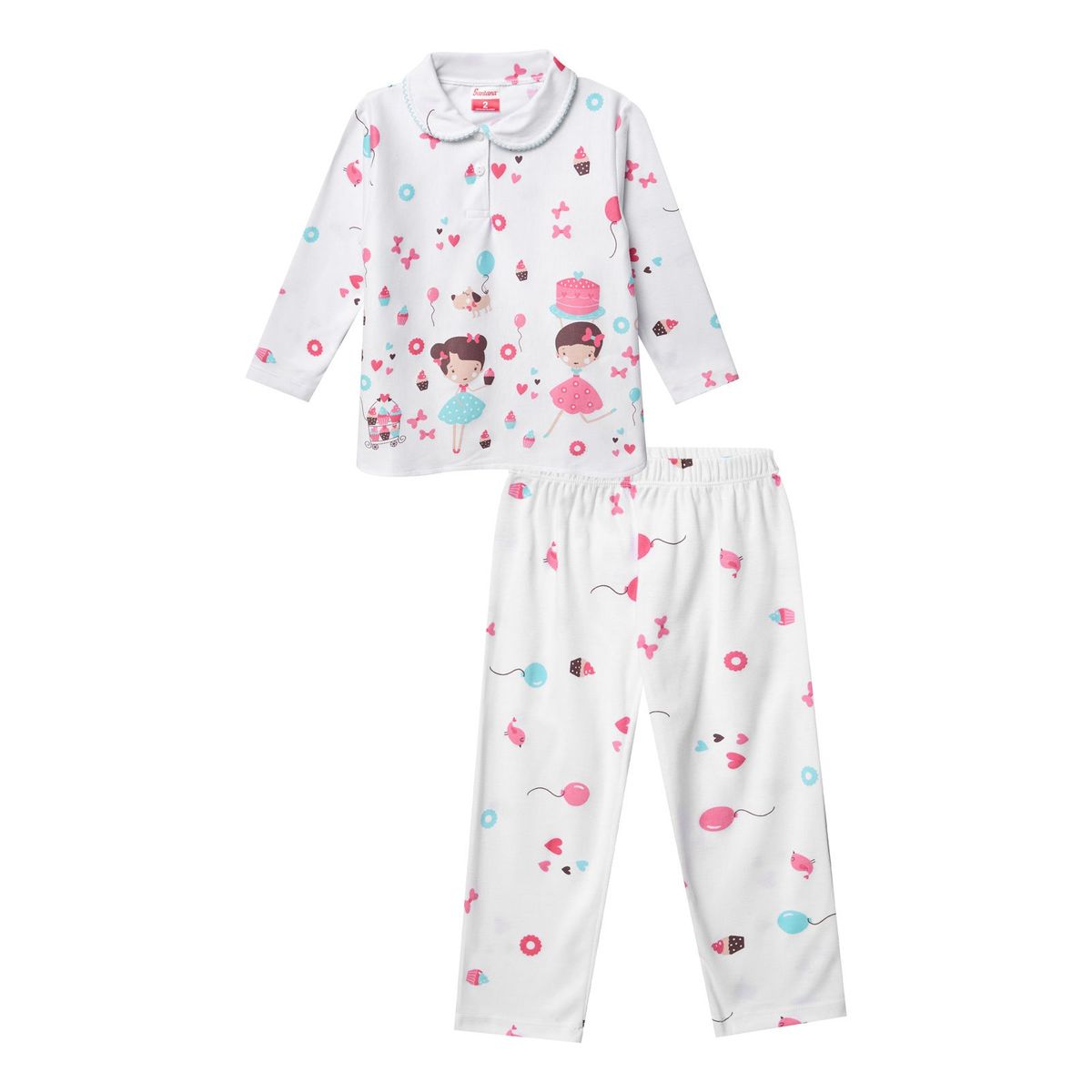 SANTANA - Pijama Niña Cenefa Coral