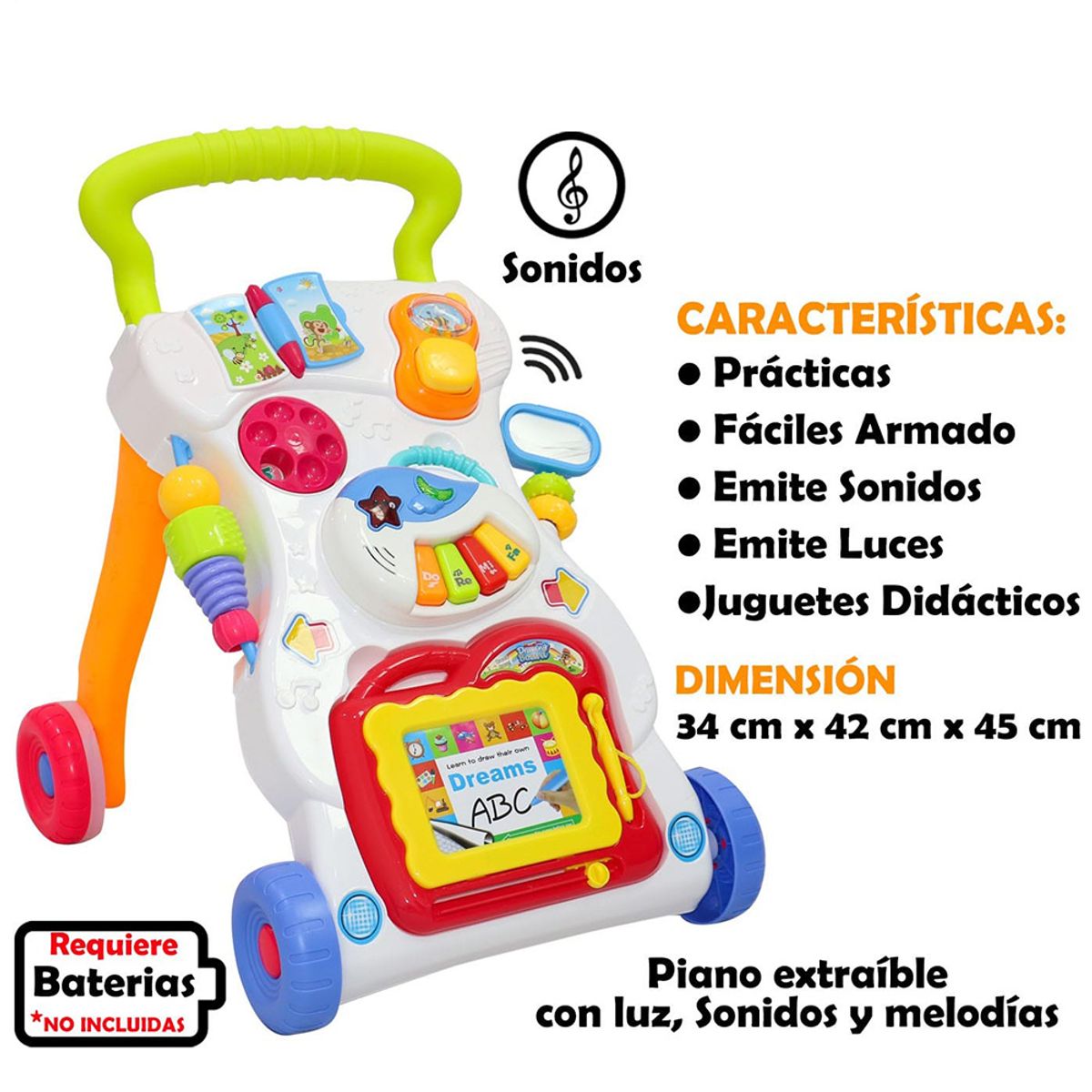 BEBESITOS - Andadera Primeros Pasos con Tablero Musical para Bebe