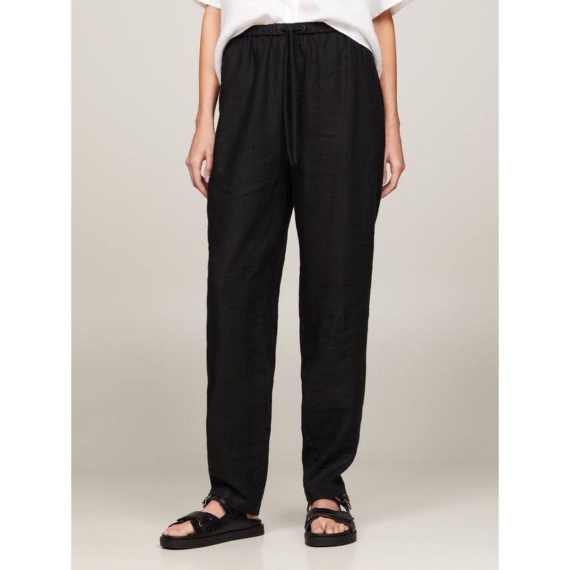 TOMMY HILFIGER - Pantalón negro Casual cónico con cordón Tommy Hilfiger