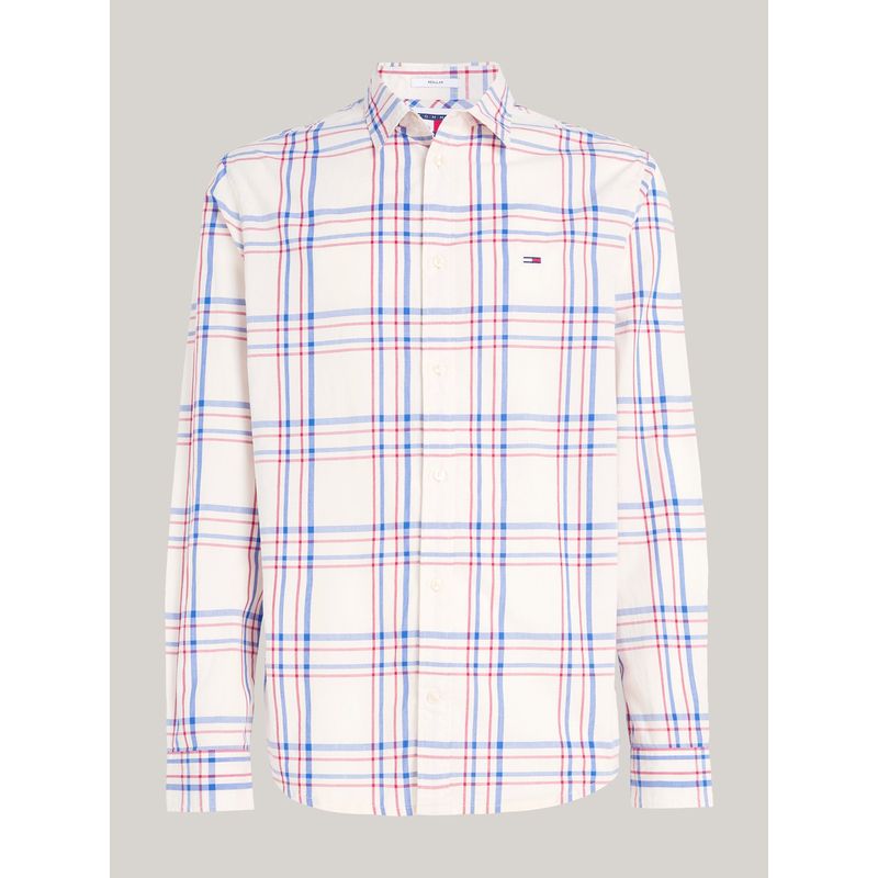 TOMMY HILFIGER - Camisa Beige regular de cuadros mixtos Para Hombre Tommy Jeans