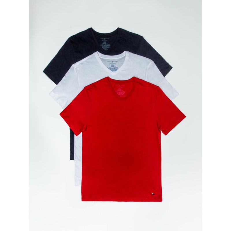 TOMMY HILFIGER - Pack de 3 camisetas de cuello v con logo Tommy Hilfiger