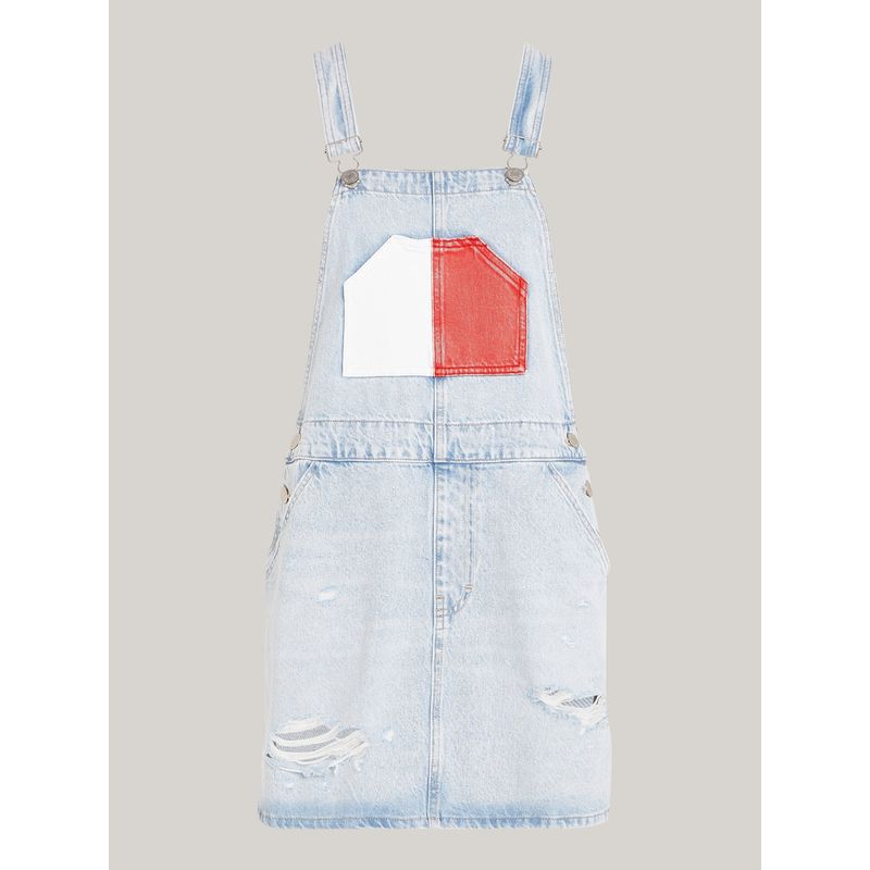 TOMMY HILFIGER - Overol azul denim Archive color block Tommy Jeans