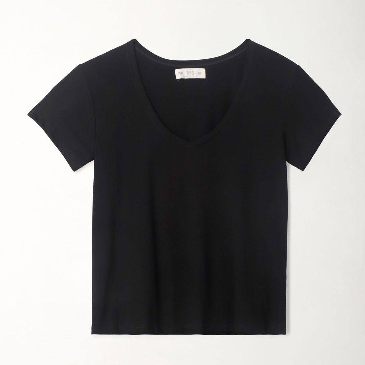 TENNIS - Camiseta negra cuello V para mujer