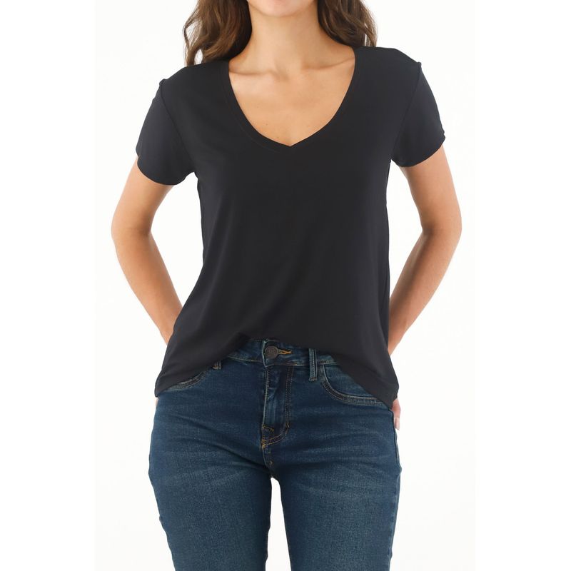 Tennis T Shirt Negra Mujer Camiseta Cuello Redondo Negra Para