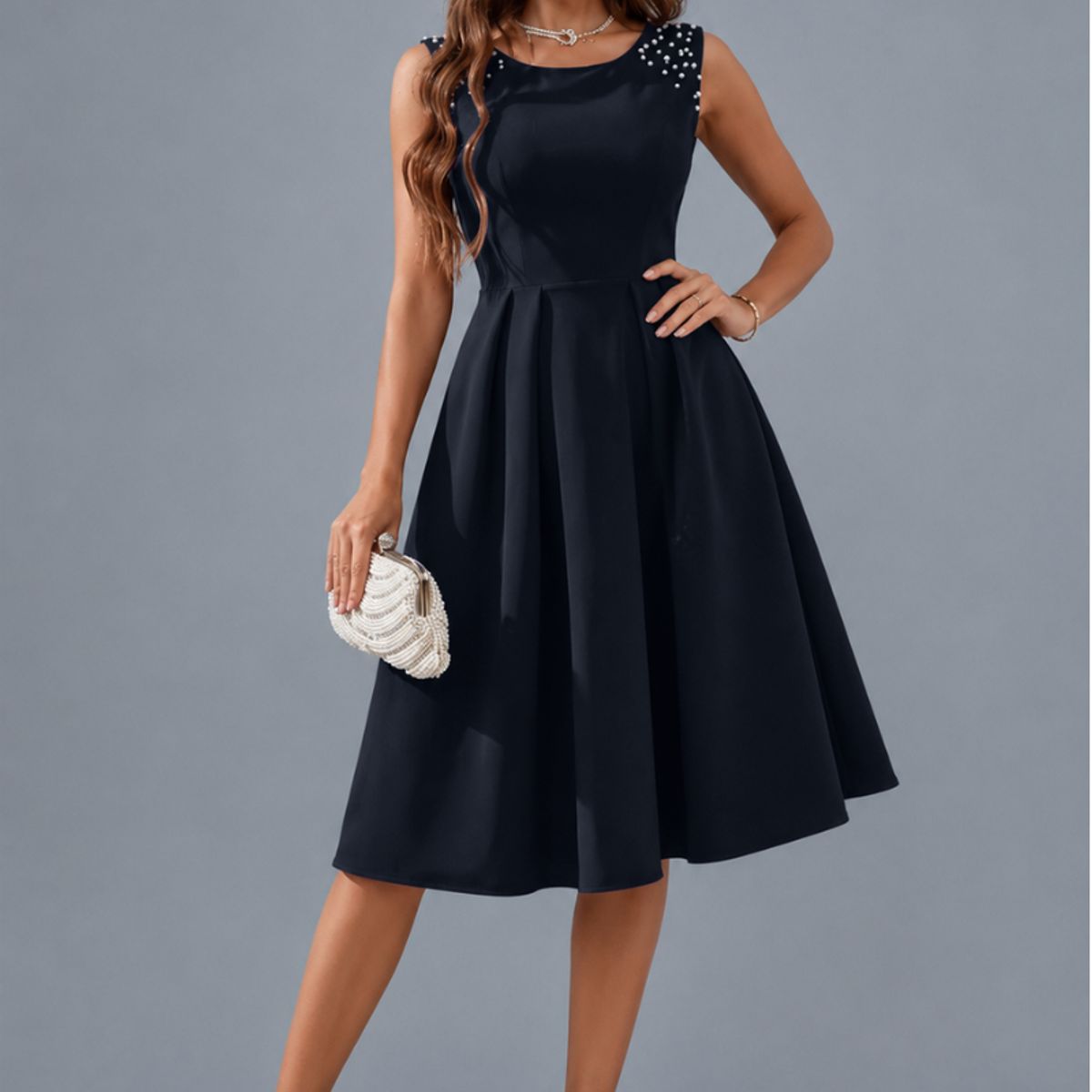 NEGRELI - VESTIDO CON PERLAS NEGRELI REF-3073
