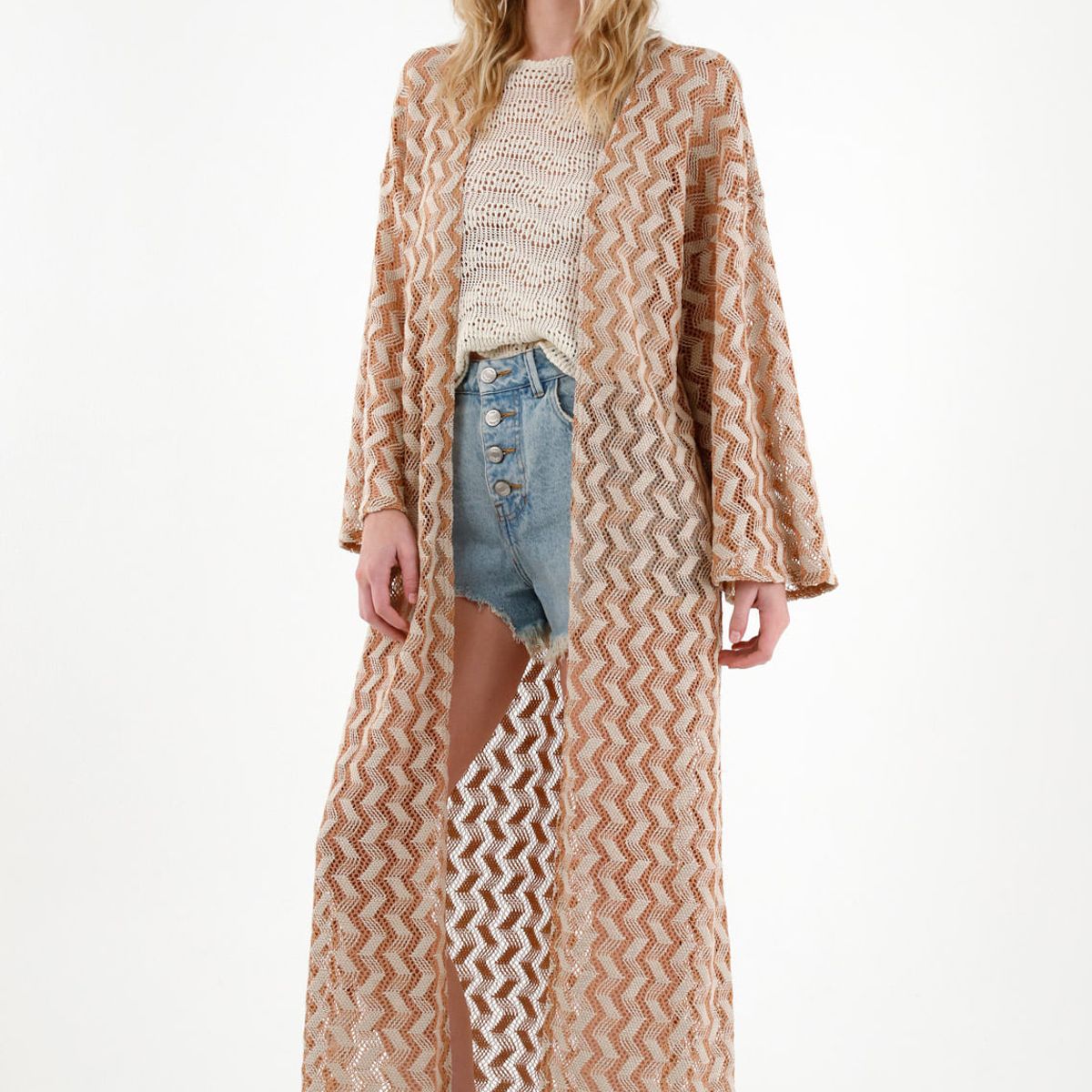 TENNIS - Kimono naranja tejido para mujer