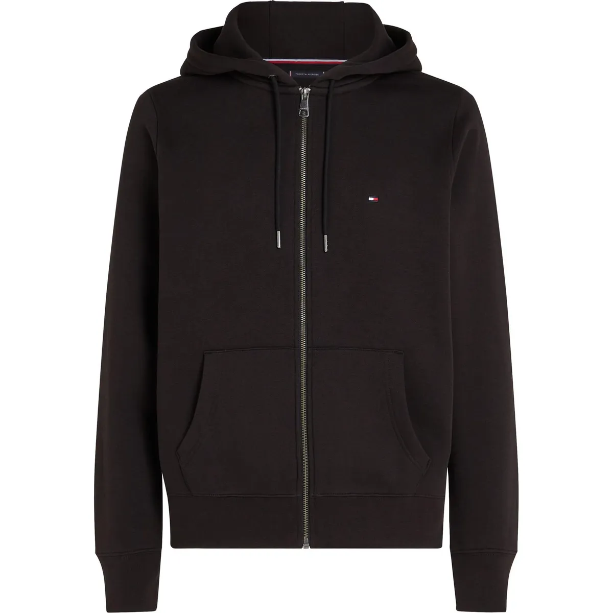TOMMY HILFIGER - Saco negro con gorro y cierre de cremallera Tommy Hilfiger