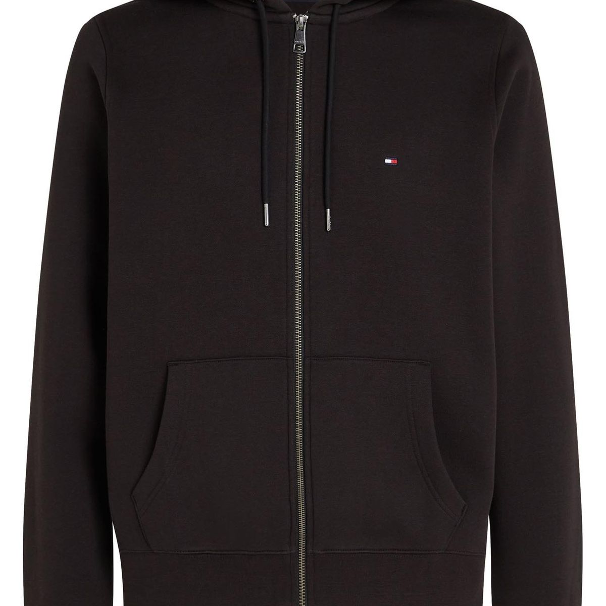 TOMMY HILFIGER - Saco negro con gorro y cierre de cremallera Tommy Hilfiger