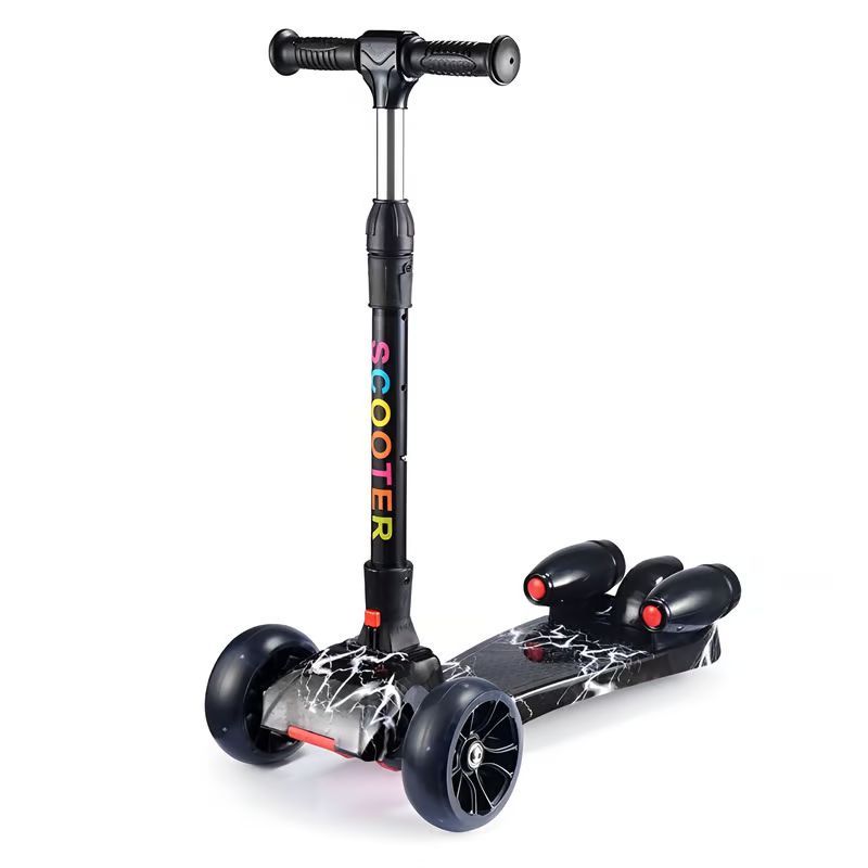 GENERICO - Patineta Scooter Con Humo Para Niños Bluetooth Negra Rayos