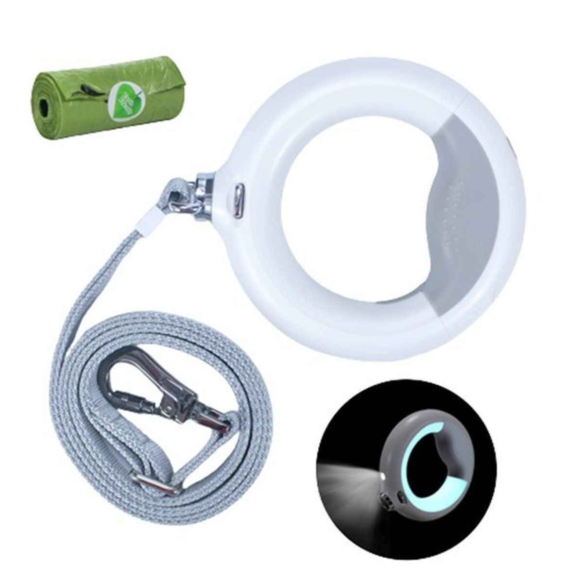 GENERICO - Correa de Perro Reflectante con Luz LED Anillo Recargable