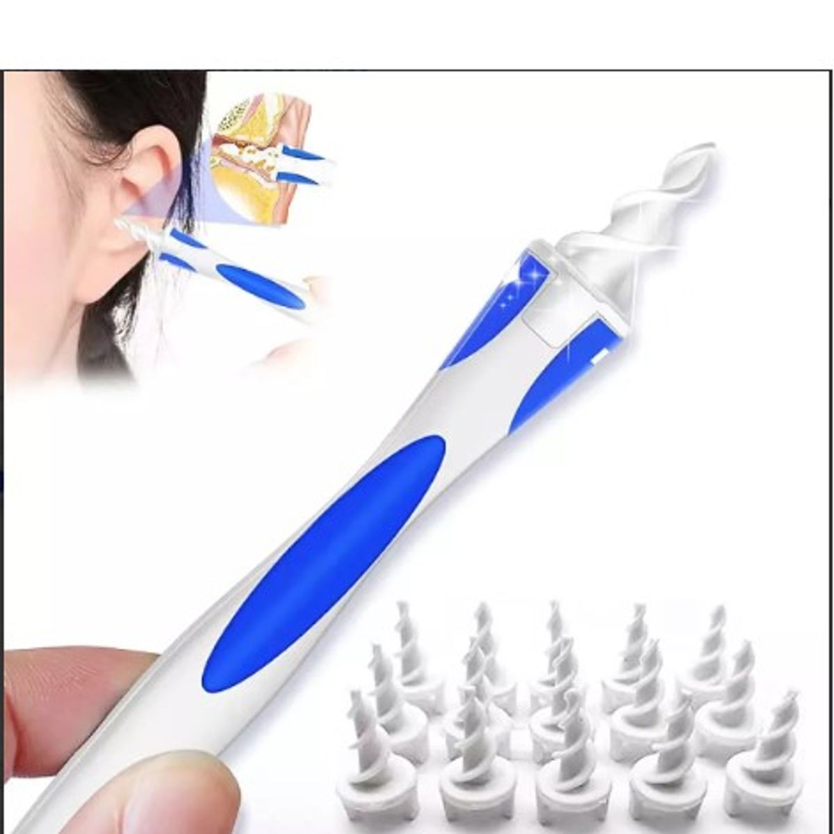 GENERICO - Limpiador De Oídos Kit Limpieza X16 Copitos Espiral Silicona