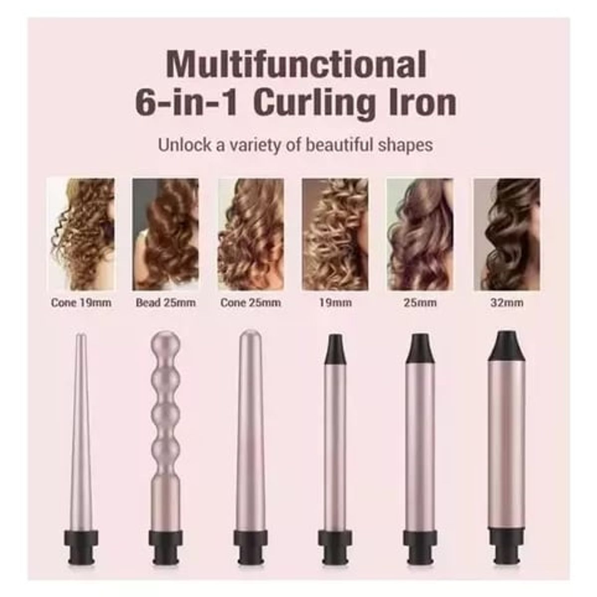 GENERICO - Pinza Rizador 5 En 1 Para Cabello Color Negro 110