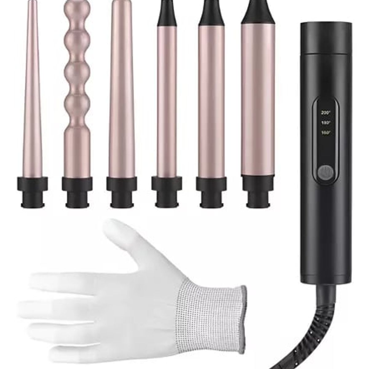 GENERICO - Pinza Rizador 5 En 1 Para Cabello Color Negro 110