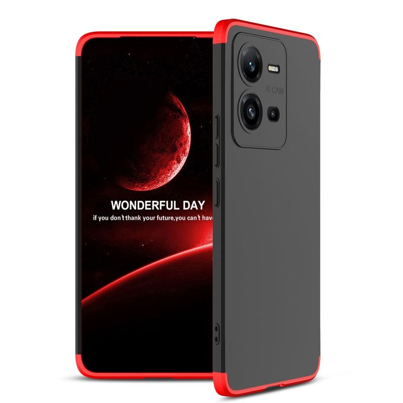 GENERICO - Funda Carcasa Estuche Protector Para Vivo V25 Negro con Rojo
