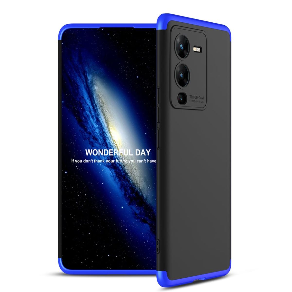 GENERICO - Funda Carcasa Estuche Protector Para Vivo V25 PRO Negro con Azul