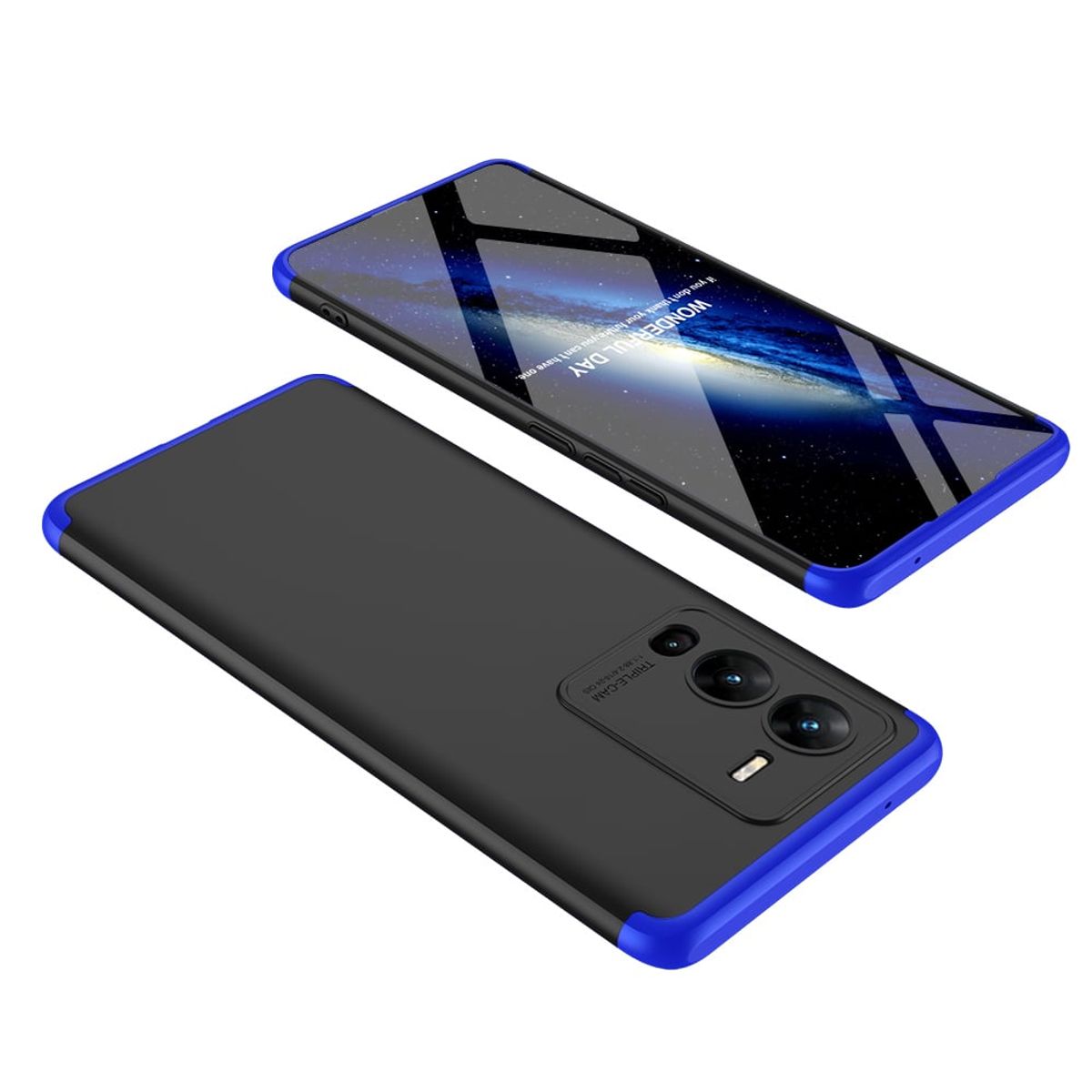 GENERICO - Funda Carcasa Estuche Protector Para Vivo V25 PRO Negro con Azul