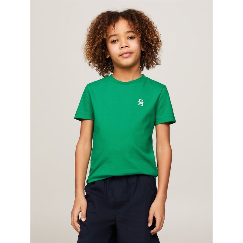 TOMMY HILFIGER - Camiseta Niño Verde De Piqué Con Monograma Th Tommy Hilfiger